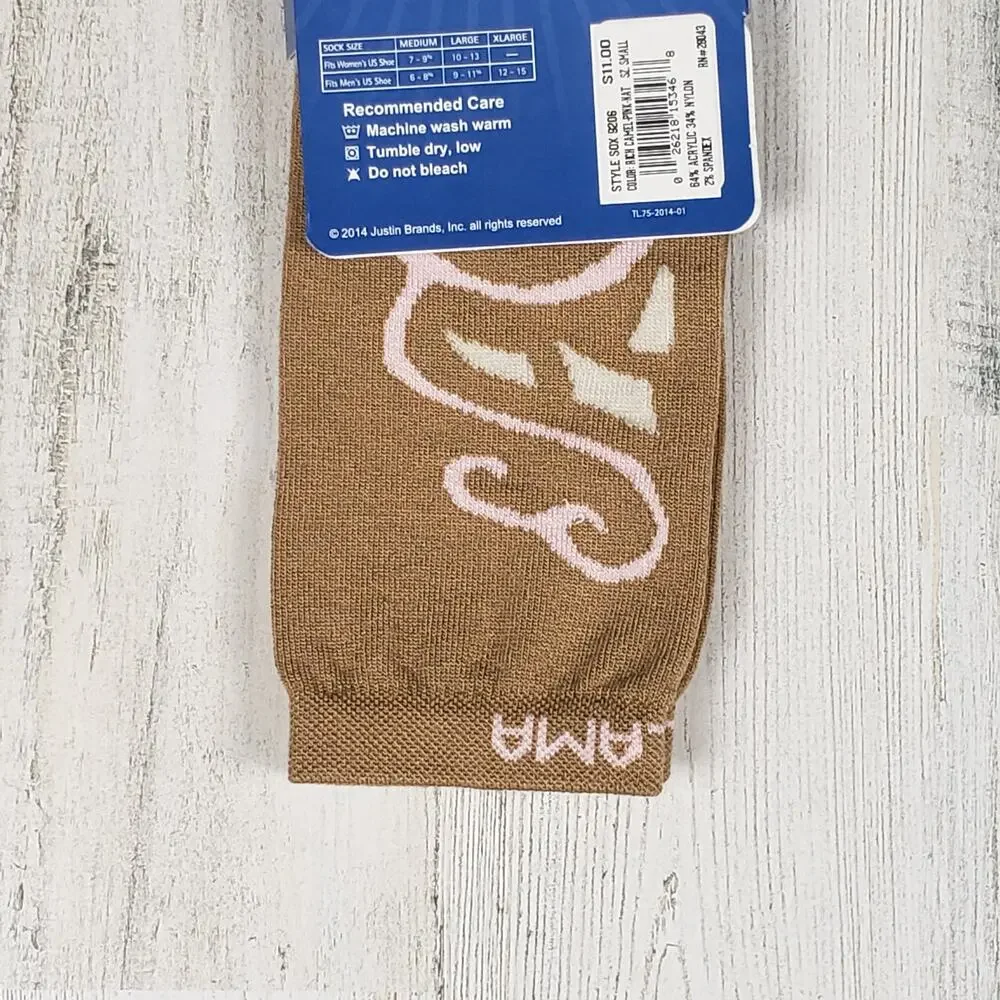 NWT Justin Boots Fashion Cushioned Sole Over The Calf Socks Women's Size Small